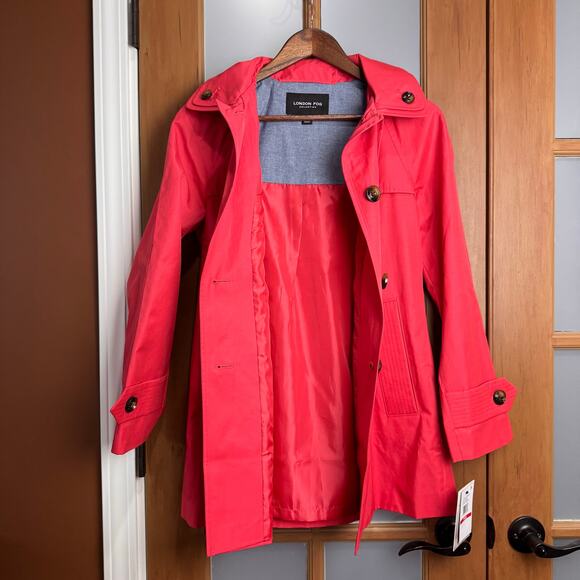 NWT Hisbiscus London Fog Double Collared Hooded Rain Coat - Size PXS - Picture 8 of 11